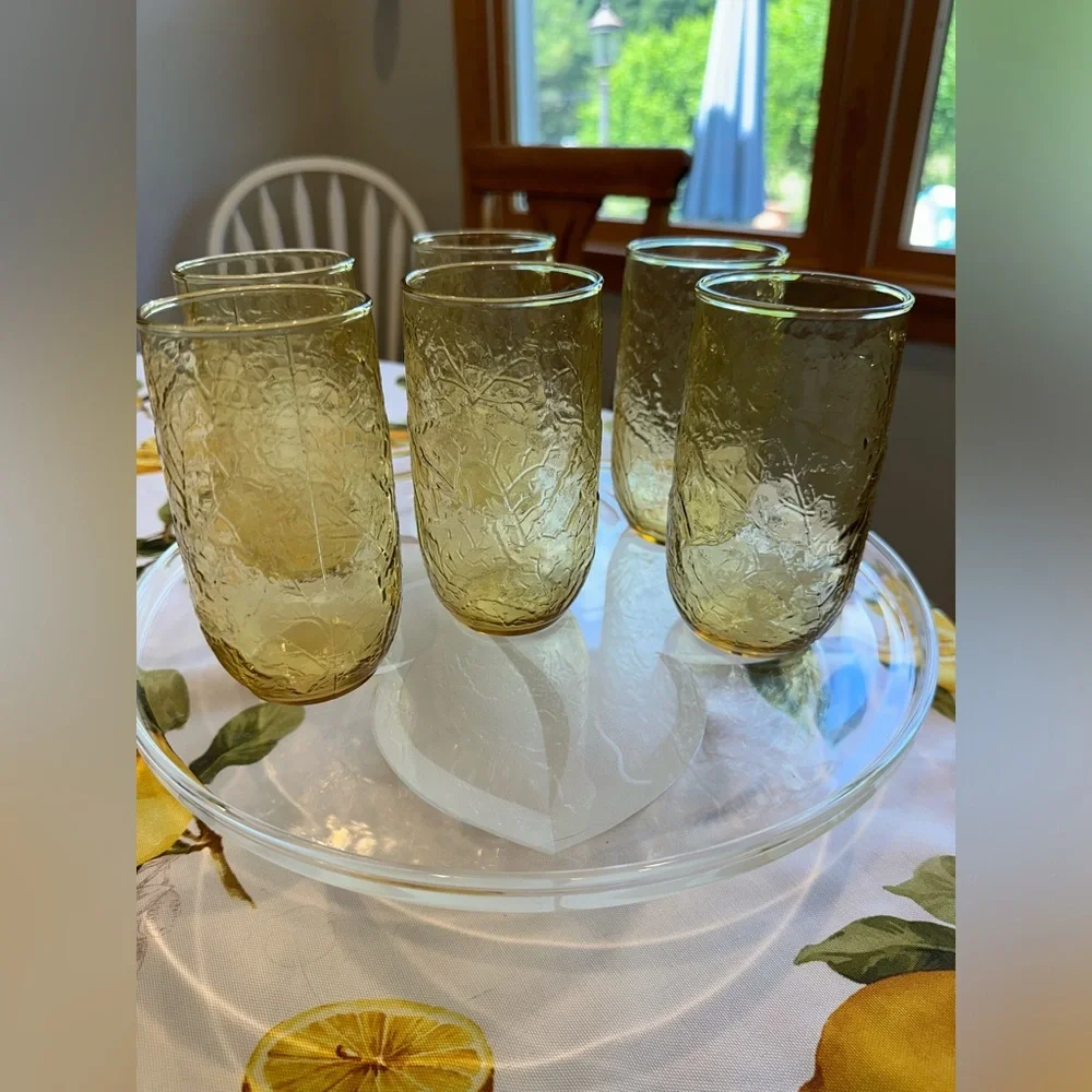 Vintage Anchor Hocking set of 6 Textured drinking glasses in excellent condition